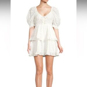 WeWoreWhat | Puff Sleeve Mini | Bridal Spring Lace